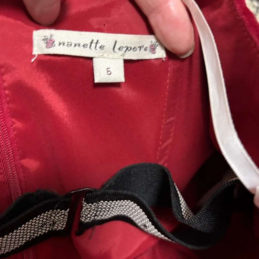 Nanette Lepore Strapless Embroidered Red and Gray Floral Dress - Picture 4 of 10